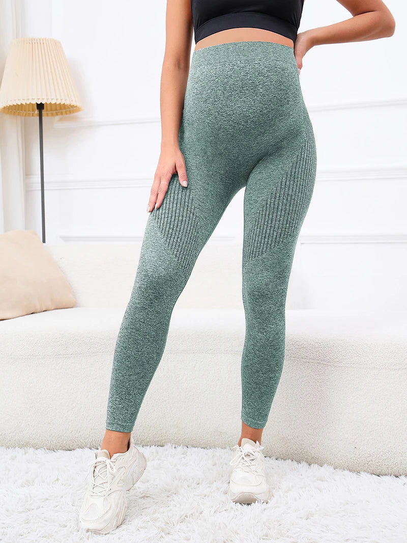 High Waist Pregnancy Leggings Skinny Maternity Clothes for Pregnant Women Belly Support Knitted Leggins Body Shaper Trousers