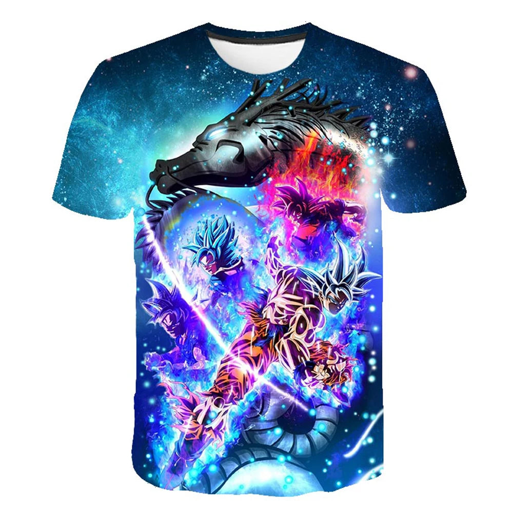 2024 T-shirts Kids Clothing Men's T-shirt Trend Dragon Ball Z Hip Hop Streetwear Goku Super Saiya Tops Fashion Children's New