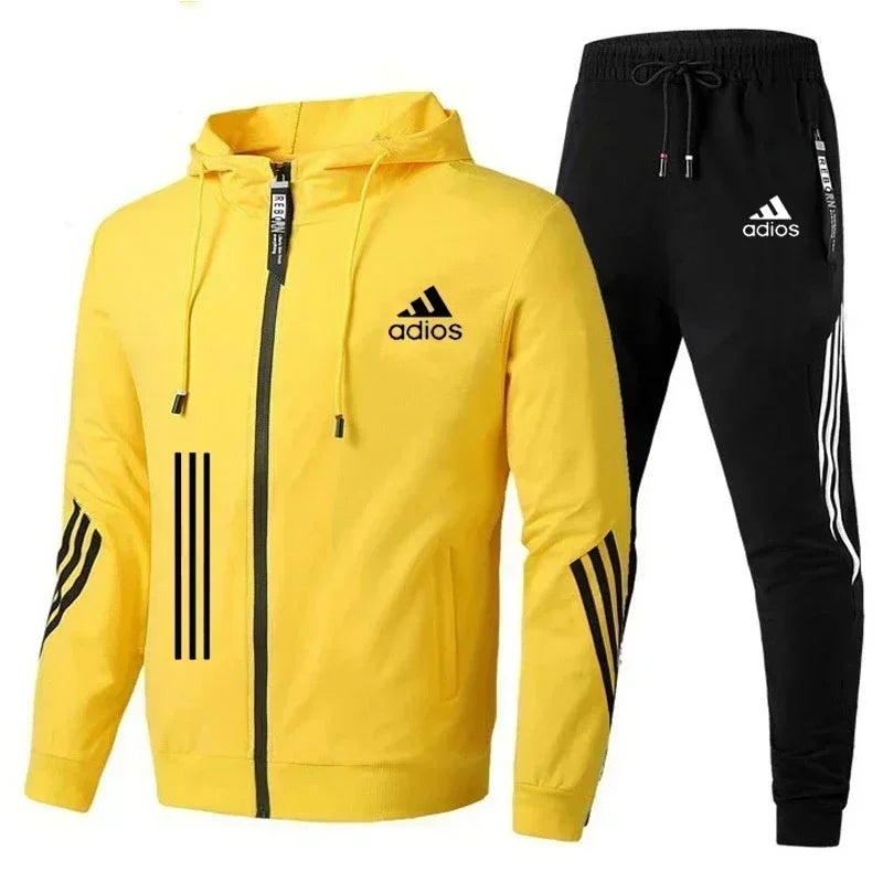 2024 Men's spring and autumn zipper hoodie + trousers 2-piece leisure fitness breathable fashion high quality jogging suit