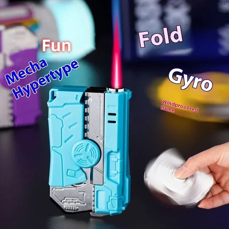 New Windproof Deformable Gun Gyroscopic Lighter Butane Inflatable Portable Pink Flame Lighter Cigarette Accessories Men's Gift