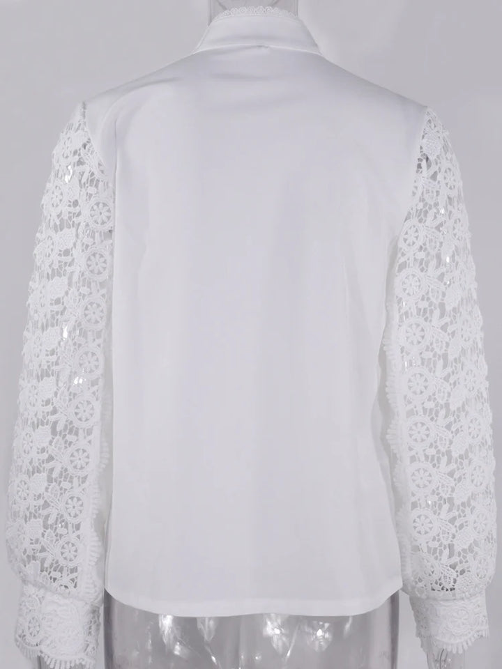 Ladies White Collared Lace Tops