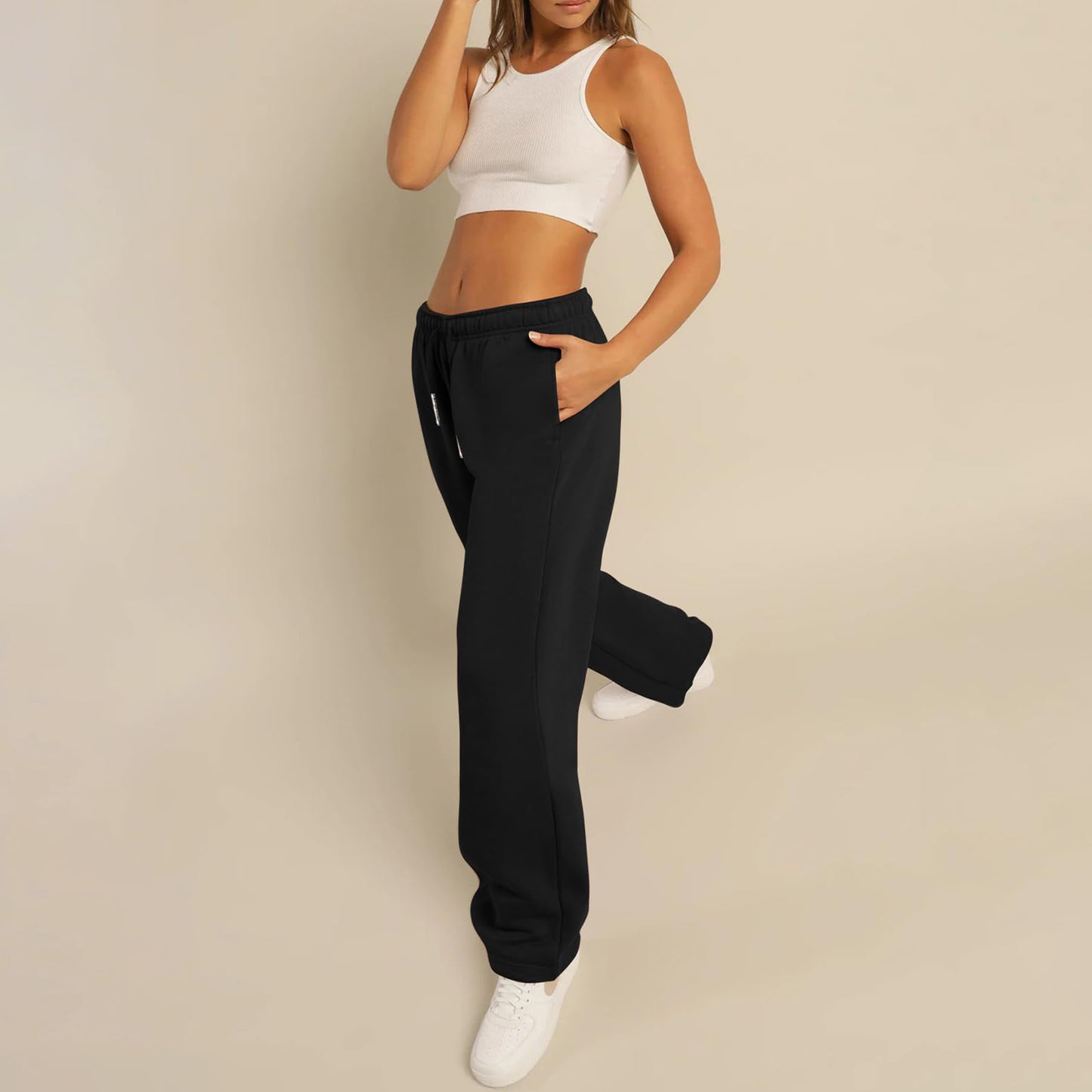 Fashion Women's Casual Pants Joggers Sweatpants Solid Color Drawstring High Waist Wide Leg Trousers Streetwear Casual Outfits