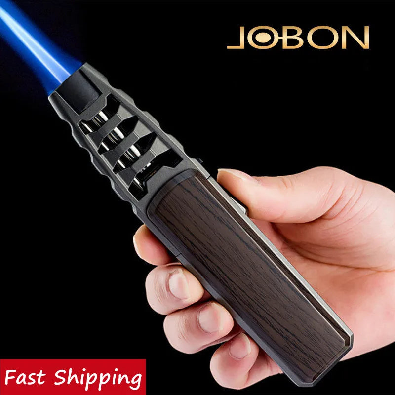 JOBON Metal Outdoor Windproof Butane Gas Lighter Turbine Torch Blue Flame Strong Fire Pistol Kitchen BBQ Baking Camping Tools