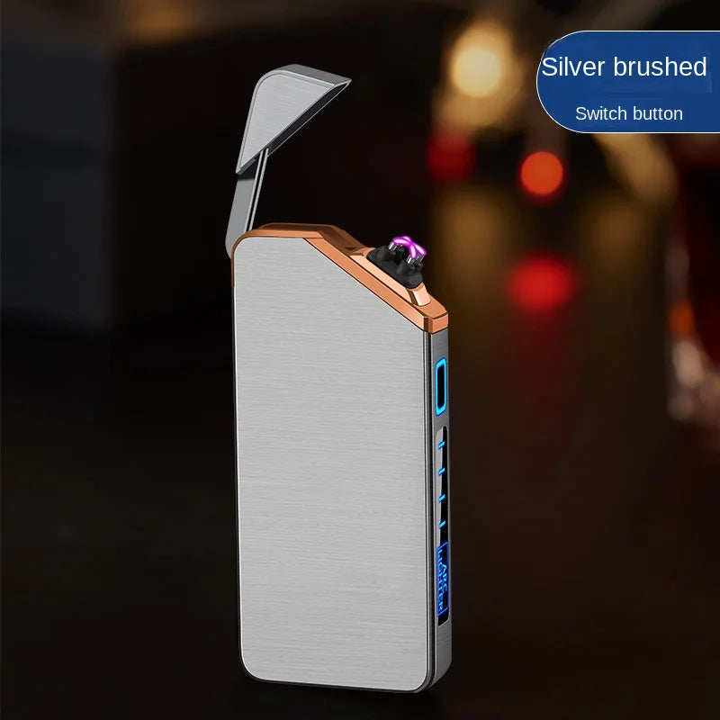 lighter electric recharge usb plasma cigarette windproof Smoking Accessories cool Laser induced double arc Men's Gift lighters