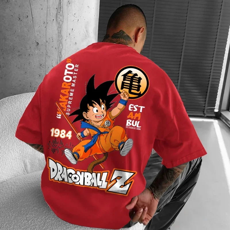 2024 New Anime Dragon Ball Z Goku Men Super Large T-Shirt Printed Cosplay Summer Cotton Short Sleeve Top Casual Fashion Clothing