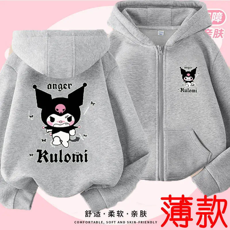 Kuromi Zipper Hoodies Girls Cinnamoroll Sweatshirt Autumn And Winter Long Sleeve Harajuku Pullovers Series Stich Casual Hooded