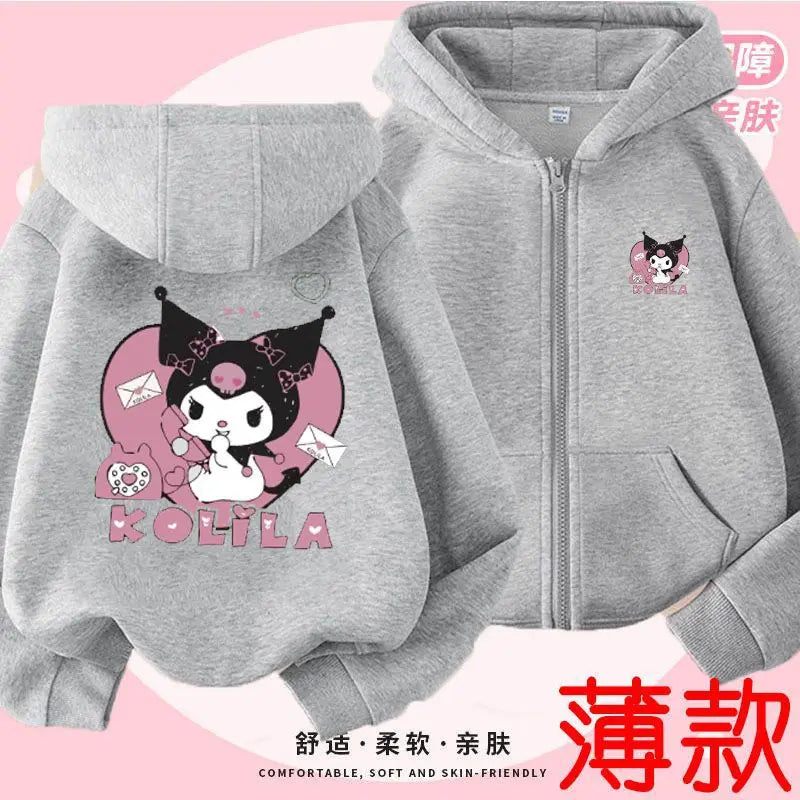 Kuromi Zipper Hoodies Girls Cinnamoroll Sweatshirt Autumn And Winter Long Sleeve Harajuku Pullovers Series Stich Casual Hooded