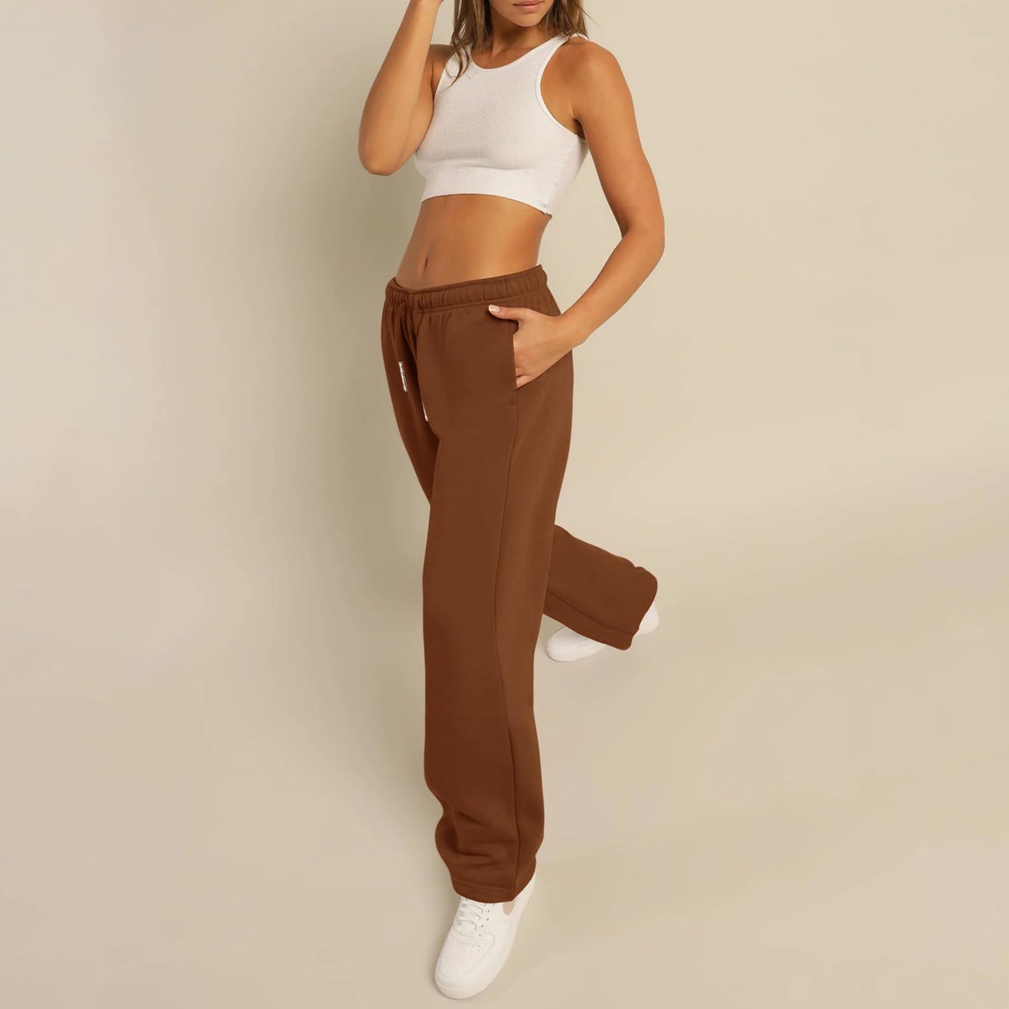 Fashion Women's Casual Pants Joggers Sweatpants Solid Color Drawstring High Waist Wide Leg Trousers Streetwear Casual Outfits