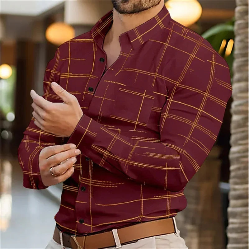 Men's business lapel shirt office casual outdoor street shirt soft and comfortable men's high-quality top large size XS-6XL