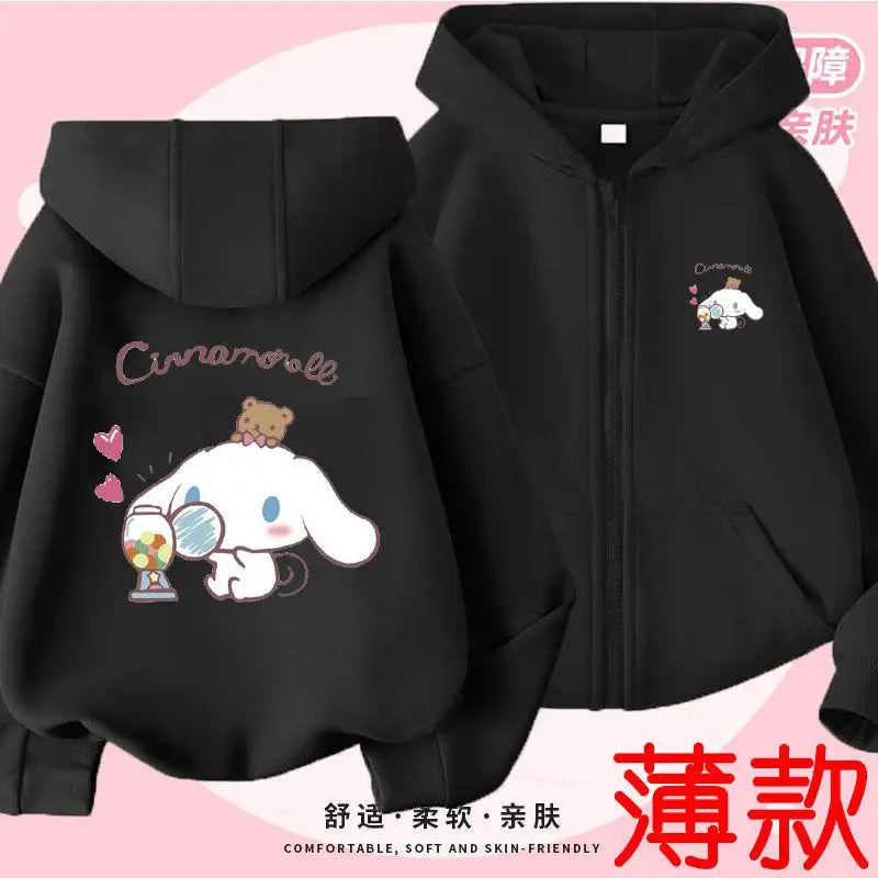 Kuromi Zipper Hoodies Girls Cinnamoroll Sweatshirt Autumn And Winter Long Sleeve Harajuku Pullovers Series Stich Casual Hooded