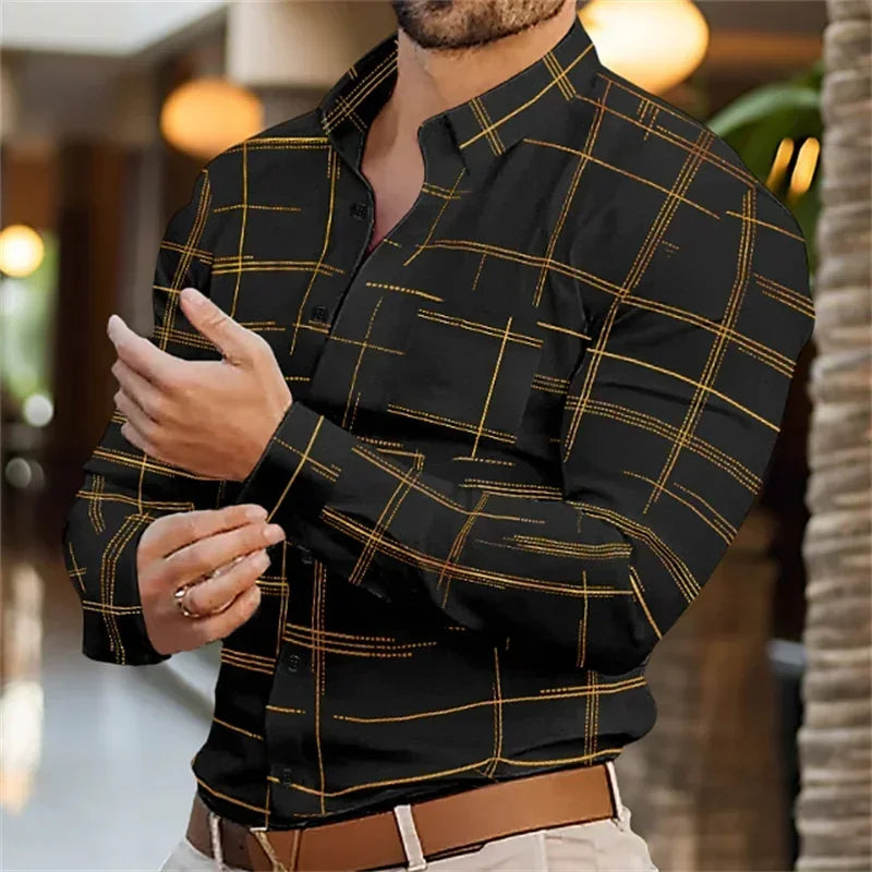 Men's business lapel shirt office casual outdoor street shirt soft and comfortable men's high-quality top large size XS-6XL