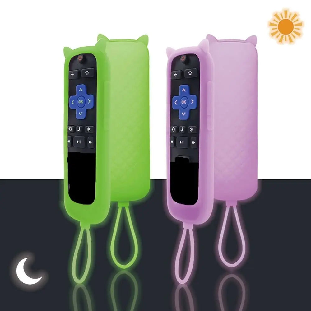 Wrist Strip TV Remote Control Cover Cute Cat Ear Design Silicone Glow in The Dark Luminous Control Cover Dust Proof