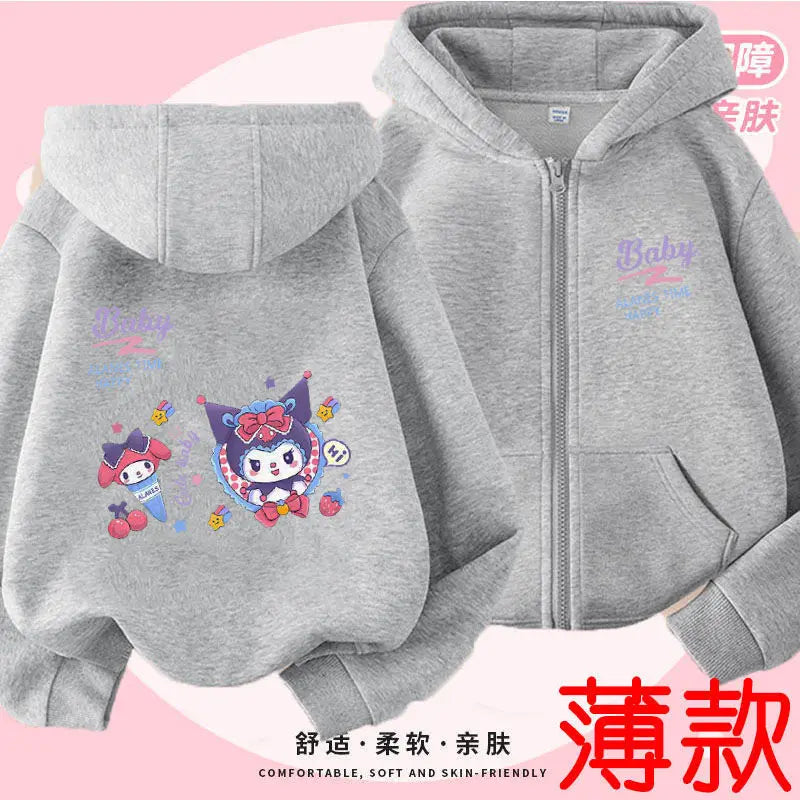 Kuromi Zipper Hoodies Girls Cinnamoroll Sweatshirt Autumn And Winter Long Sleeve Harajuku Pullovers Series Stich Casual Hooded