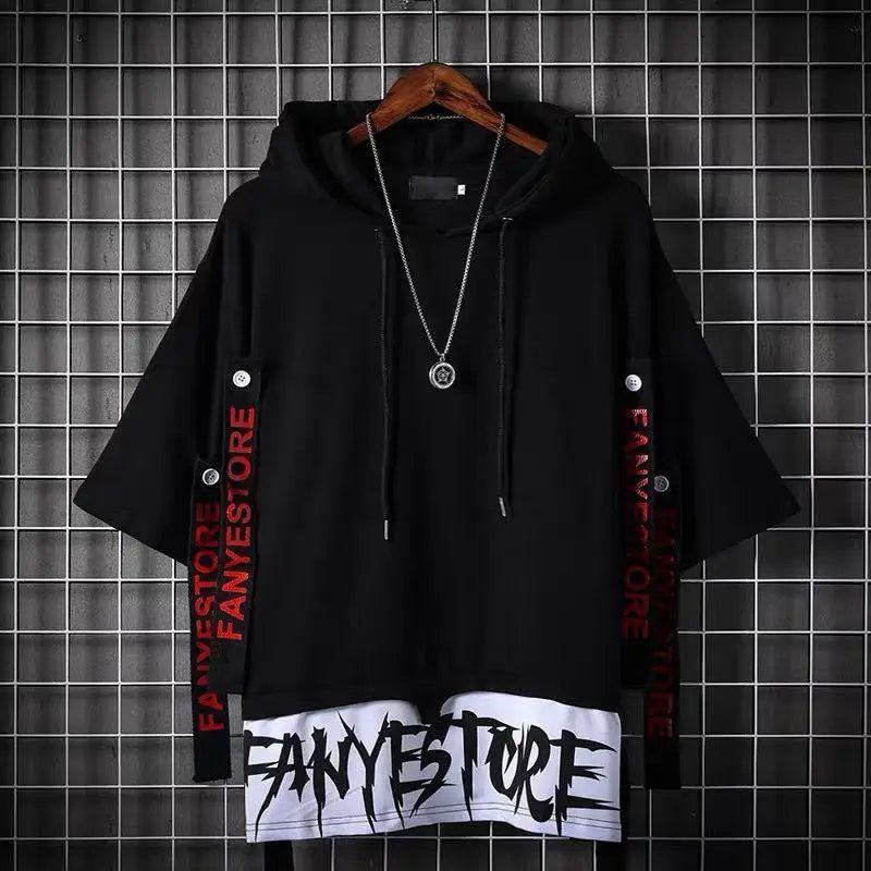 Fashion Men's Casual Streetwear Hooded T-Shirts Thin Stylish Hip Hop Techwear Y2k Anime Dacning Women Men's Clothing