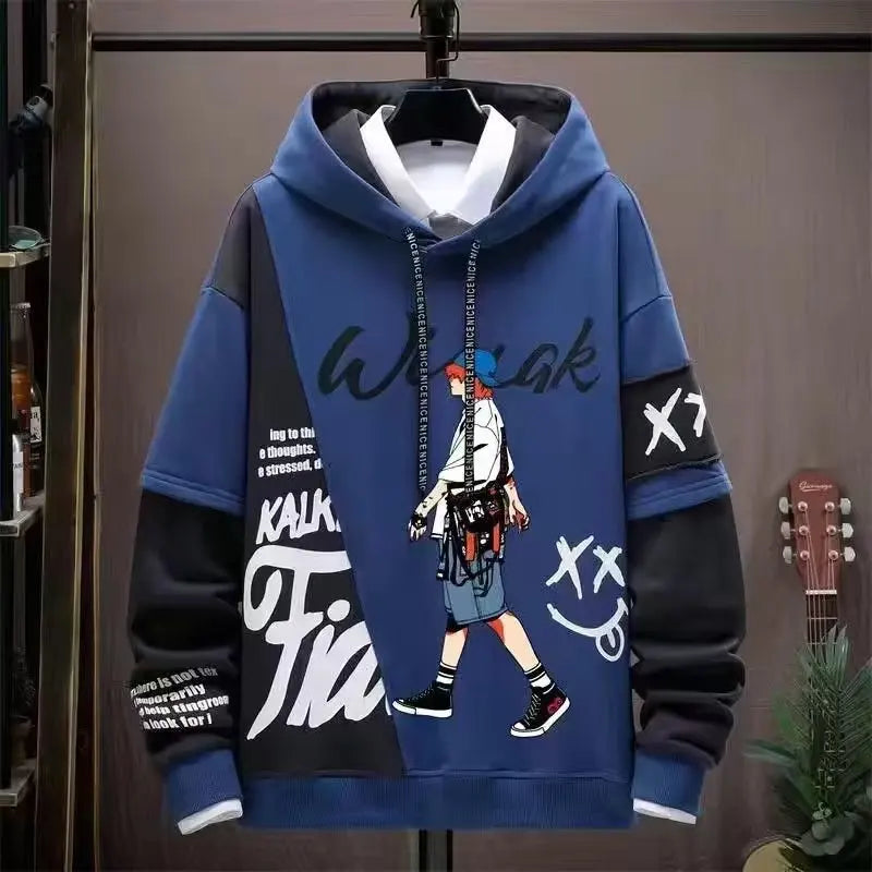 2024 Men's Graphic Hoodie Autumn New High Street Hip Hop Casual Hoodie Men's Clothes Harajuku Printed Sweater Fashion Sweatshirt