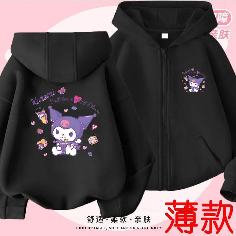 Kuromi Zipper Hoodies Girls Cinnamoroll Sweatshirt Autumn And Winter Long Sleeve Harajuku Pullovers Series Stich Casual Hooded