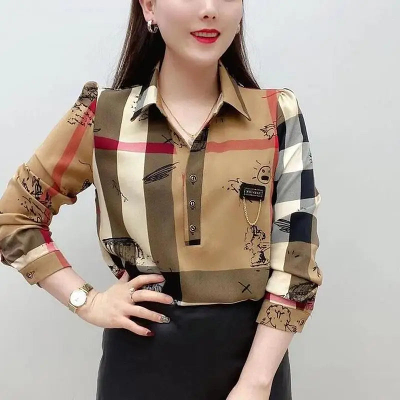 Vintage Plaid Polo Blouse