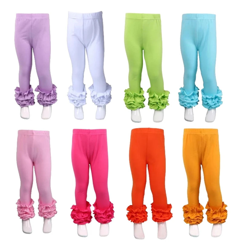 Candy Colors Children Girls Ruffle Leggings Toddler Baby Cotton Bottoms Pencil Pants Spring Autumn Kids Long Trousers